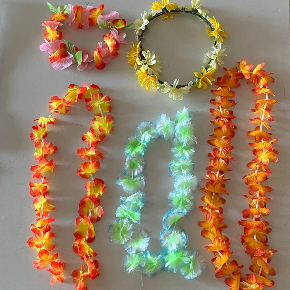 Flower Crown & Tropical Hawaiian Luau Flower Leis